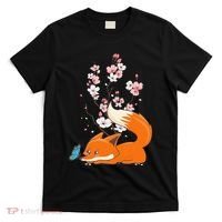Japanese Cherry Blossom Flower Sakura Kawaii Fox T-Shirt thumb 0