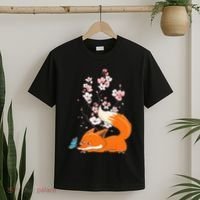 Japanese Cherry Blossom Flower Sakura Kawaii Fox T-Shirt thumb 2