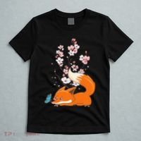 Japanese Cherry Blossom Flower Sakura Kawaii Fox T-Shirt thumb 5