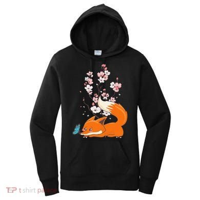 Japanese Cherry Blossom Flower Sakura Kawaii Fox Women's Hoodie