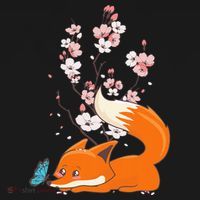 Japanese Cherry Blossom Flower Sakura Kawaii Fox Women's Hoodie thumb 2