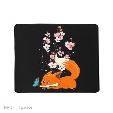 Japanese Cherry Blossom Flower Sakura Kawaii Fox Mousepad