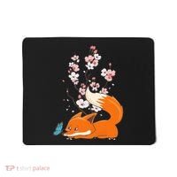 Japanese Cherry Blossom Flower Sakura Kawaii Fox Mousepad thumb 0