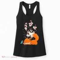 Japanese Cherry Blossom Flower Sakura Kawaii Fox Women's Tank Top thumb 0