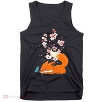 Japanese Cherry Blossom Flower Sakura Kawaii Fox Tank Top thumb 0