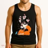 Japanese Cherry Blossom Flower Sakura Kawaii Fox Tank Top thumb 3