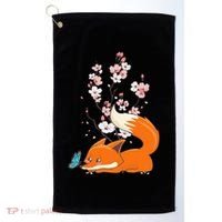 Japanese Cherry Blossom Flower Sakura Kawaii Fox Golf Towel thumb 0