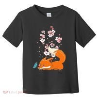 Japanese Cherry Blossom Flower Sakura Kawaii Fox Toddler T-Shirt thumb 0