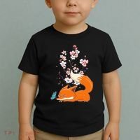 Japanese Cherry Blossom Flower Sakura Kawaii Fox Toddler T-Shirt thumb 2