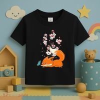 Japanese Cherry Blossom Flower Sakura Kawaii Fox Toddler T-Shirt thumb 3