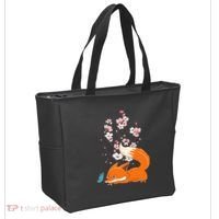Japanese Cherry Blossom Flower Sakura Kawaii Fox Tote Bag thumb 2