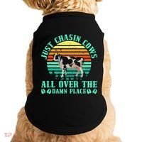Just Chasin Cows All Over The Damn Place Cow Farmer Doggie Tank thumb 0