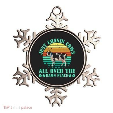 Just Chasin Cows All Over The Damn Place Cow Farmer Ornament
