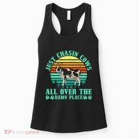 Just Chasin Cows All Over The Damn Place Cow Farmer Women's Tank Top thumb 0