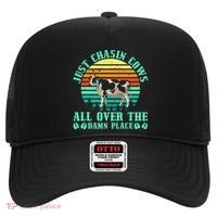 Just Chasin Cows All Over The Damn Place Cow Farmer Hat thumb 0