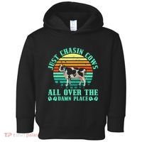 Just Chasin Cows All Over The Damn Place Cow Farmer Toddler Hoodie thumb 0