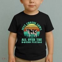 Just Chasin Cows All Over The Damn Place Cow Farmer Toddler T-Shirt thumb 2