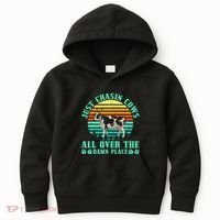 Just Chasin Cows All Over The Damn Place Cow Farmer Kids Hoodie thumb 0