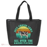 Just Chasin Cows All Over The Damn Place Cow Farmer Tote Bag thumb 0