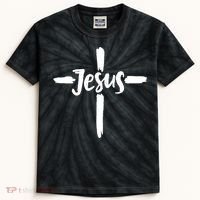Jesus Cross Christianity Kids Tie-Dye T-Shirt thumb 0
