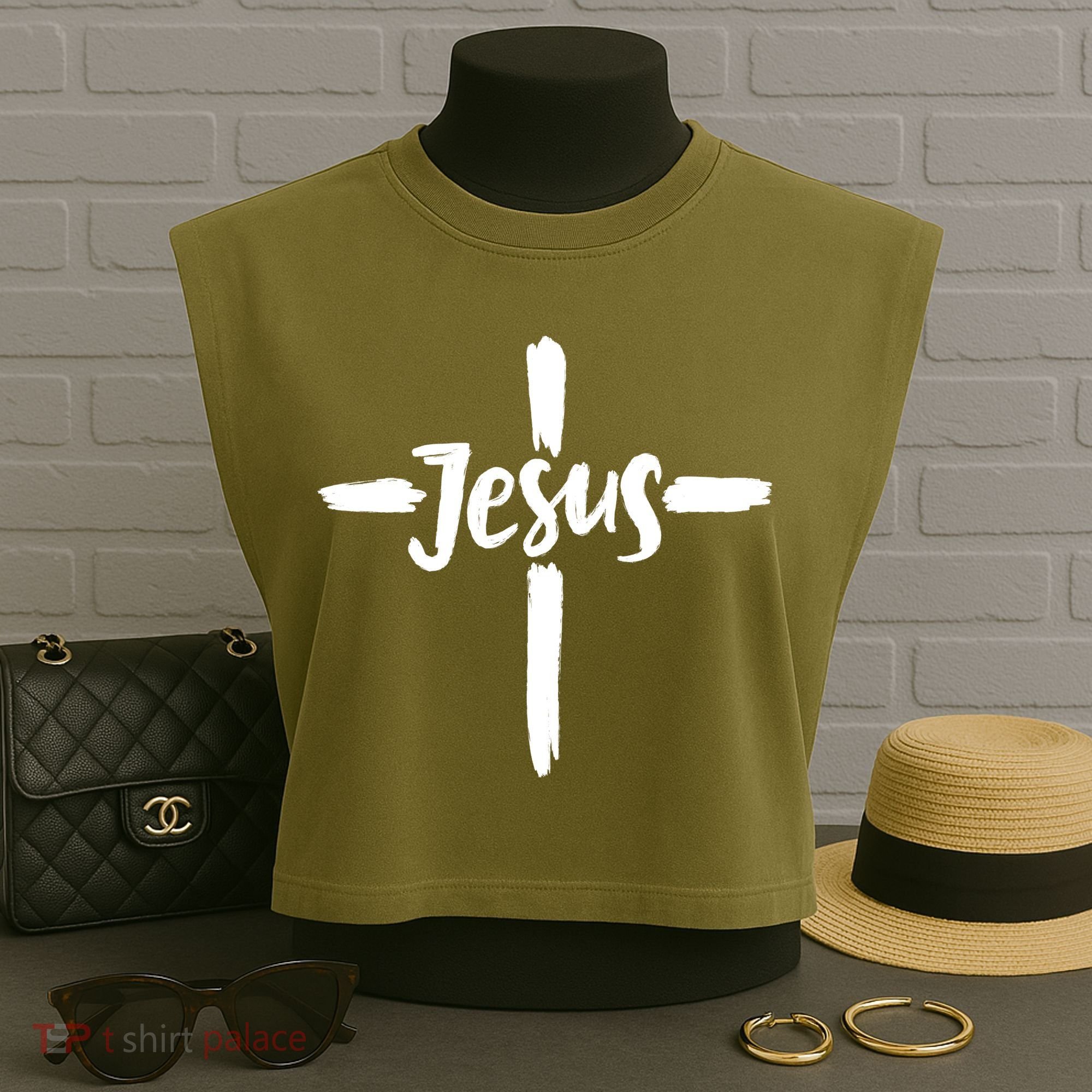 Jesus Cross Christianity Garment-Dyed Women's Muscle Tee