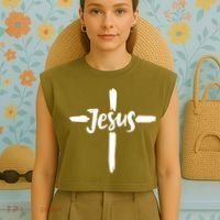 Jesus Cross Christianity Garment-Dyed Women's Muscle Tee thumb 4