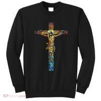 Jesus Cross Christian Stained Glass Christian Art Sweatshirt thumb 0