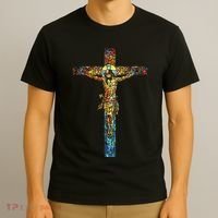 Jesus Cross Christian Stained Glass Christian Art T-Shirt thumb 3