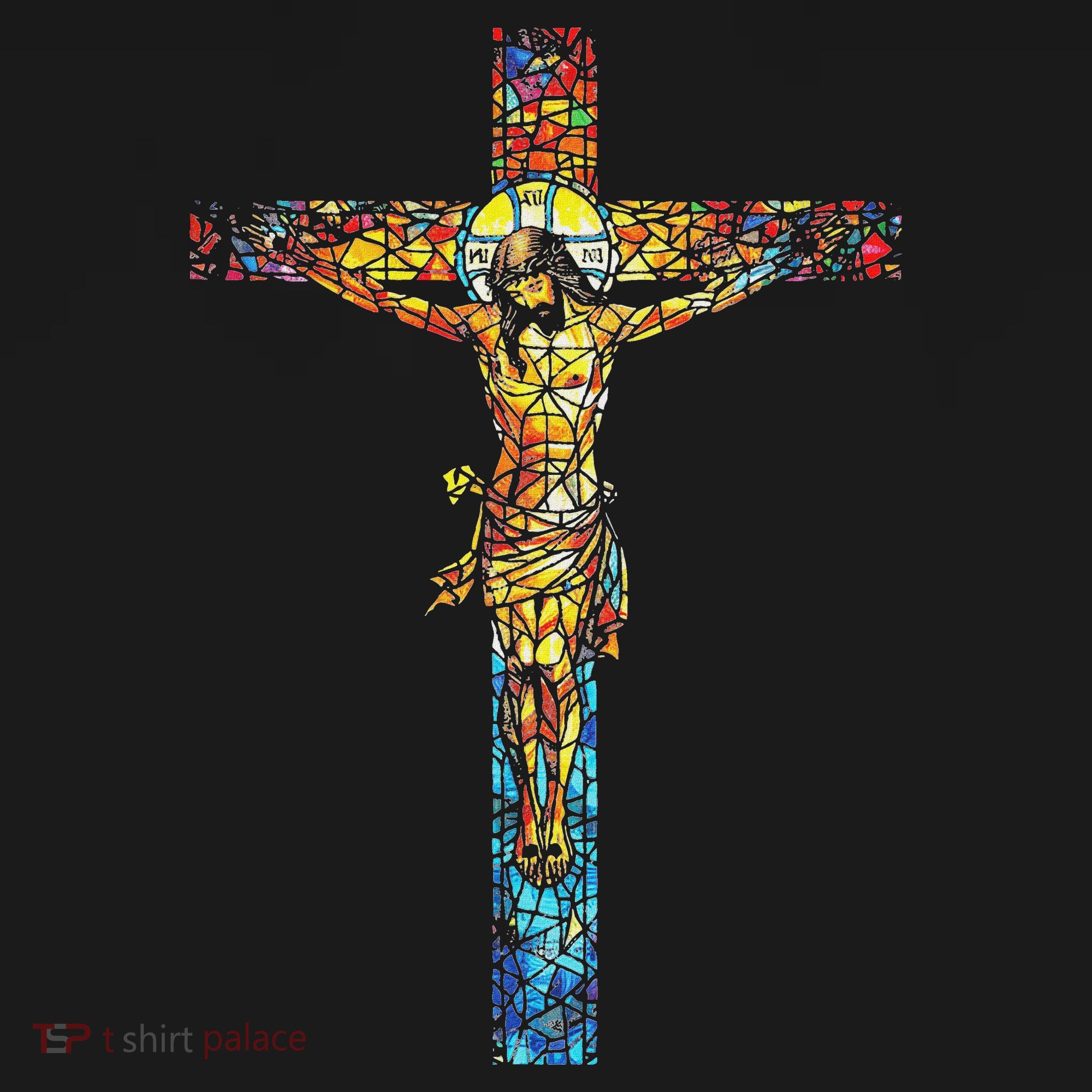 Jesus Cross Christian Stained Glass Christian Art T-Shirt