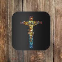 Jesus Cross Christian Stained Glass Christian Art Coaster thumb 0