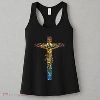 Jesus Cross Christian Stained Glass Christian Art Women's Tank Top thumb 3