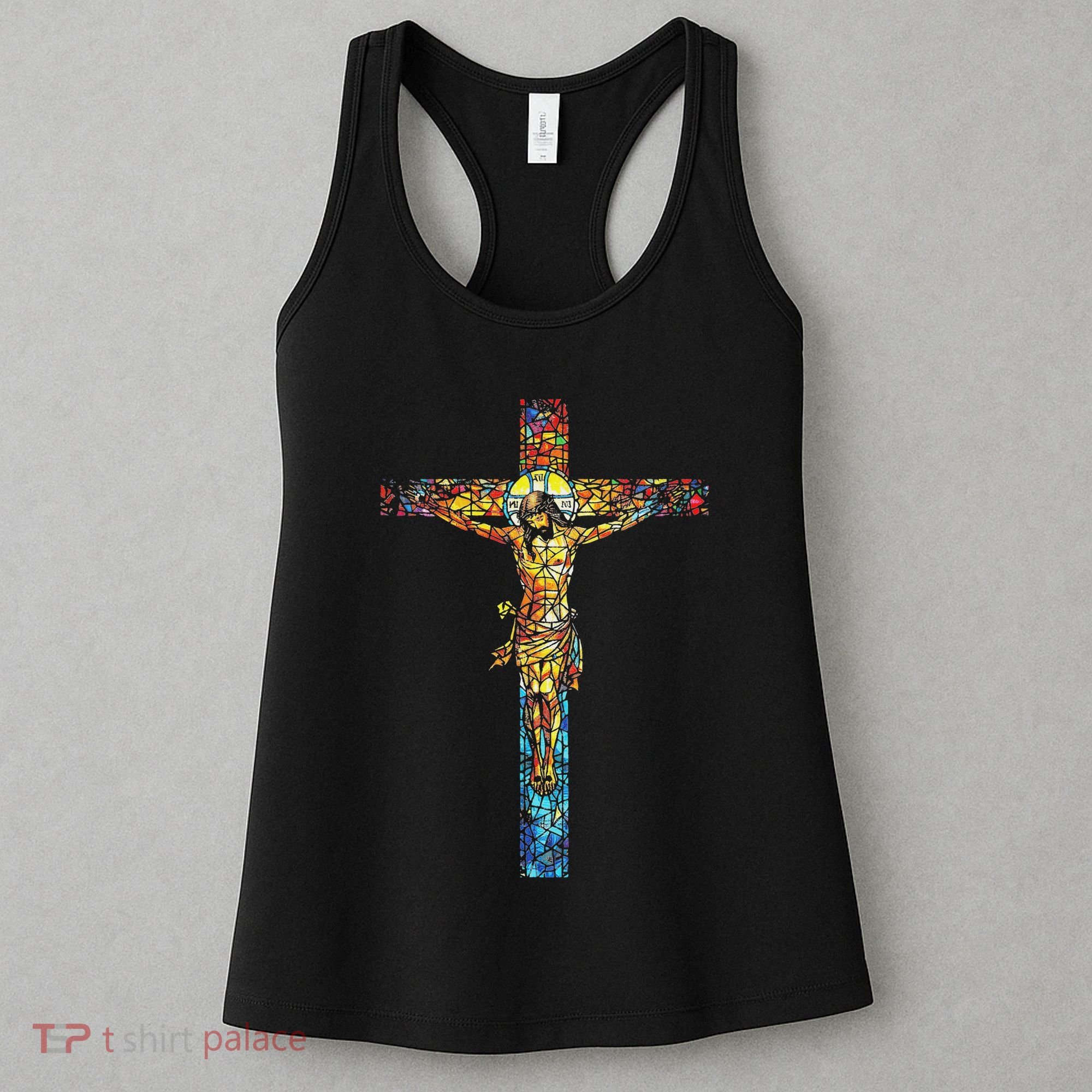 Jesus Cross Christian Stained Glass Christian Art Women's Tank Top