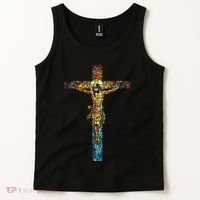 Jesus Cross Christian Stained Glass Christian Art Tank Top thumb 2