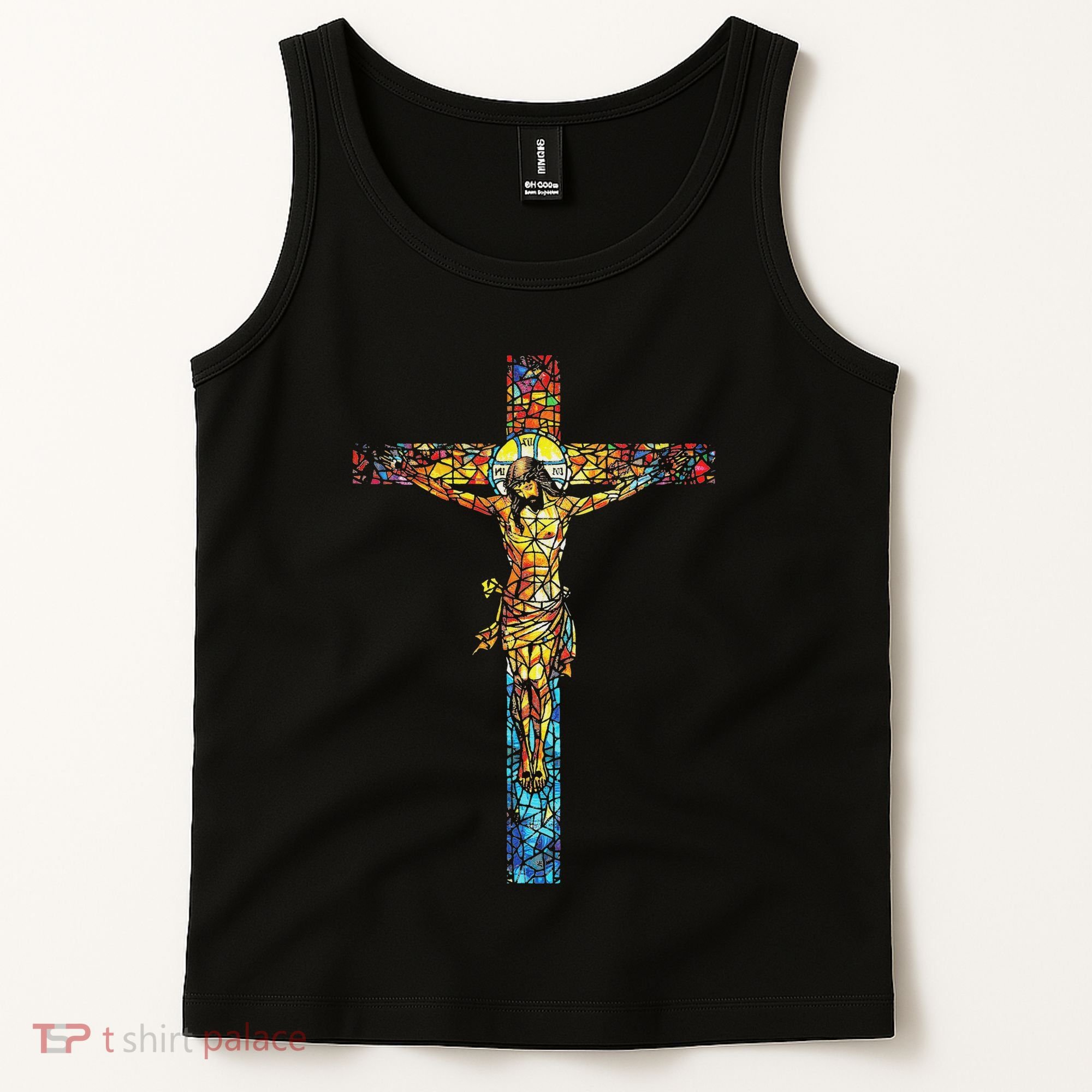 Jesus Cross Christian Stained Glass Christian Art Tank Top