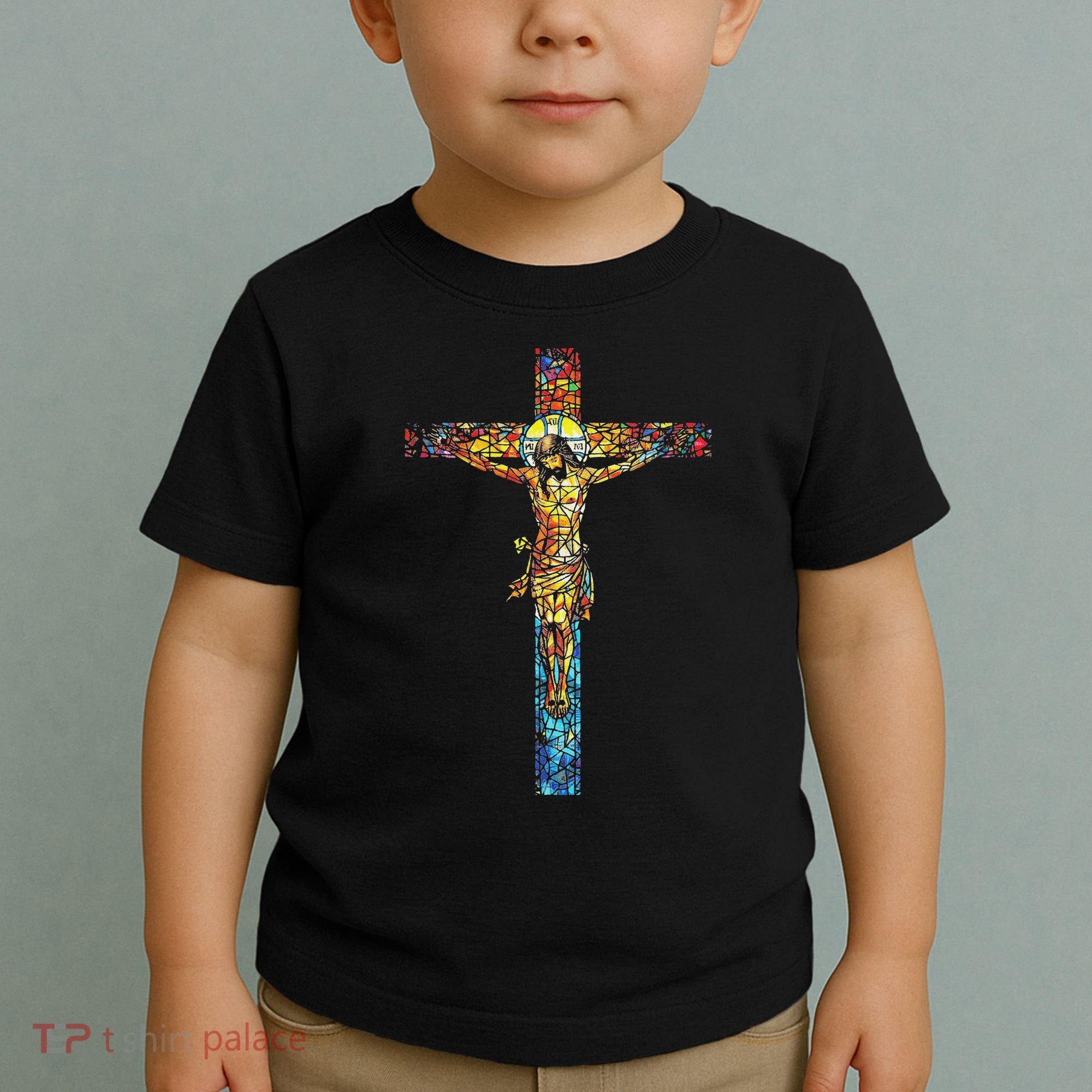 Jesus Cross Christian Stained Glass Christian Art Toddler T-Shirt