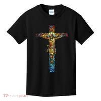 Jesus Cross Christian Stained Glass Christian Art Kids T-Shirt thumb 0