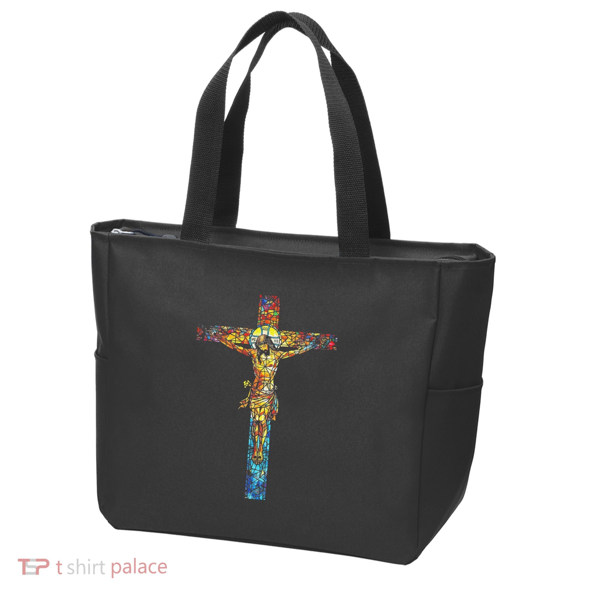 Jesus Cross Christian Stained Glass Christian Art Tote Bag