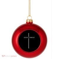 Jesus Christ Cross Christian Plastic Christmas Ball Ornament thumb 0