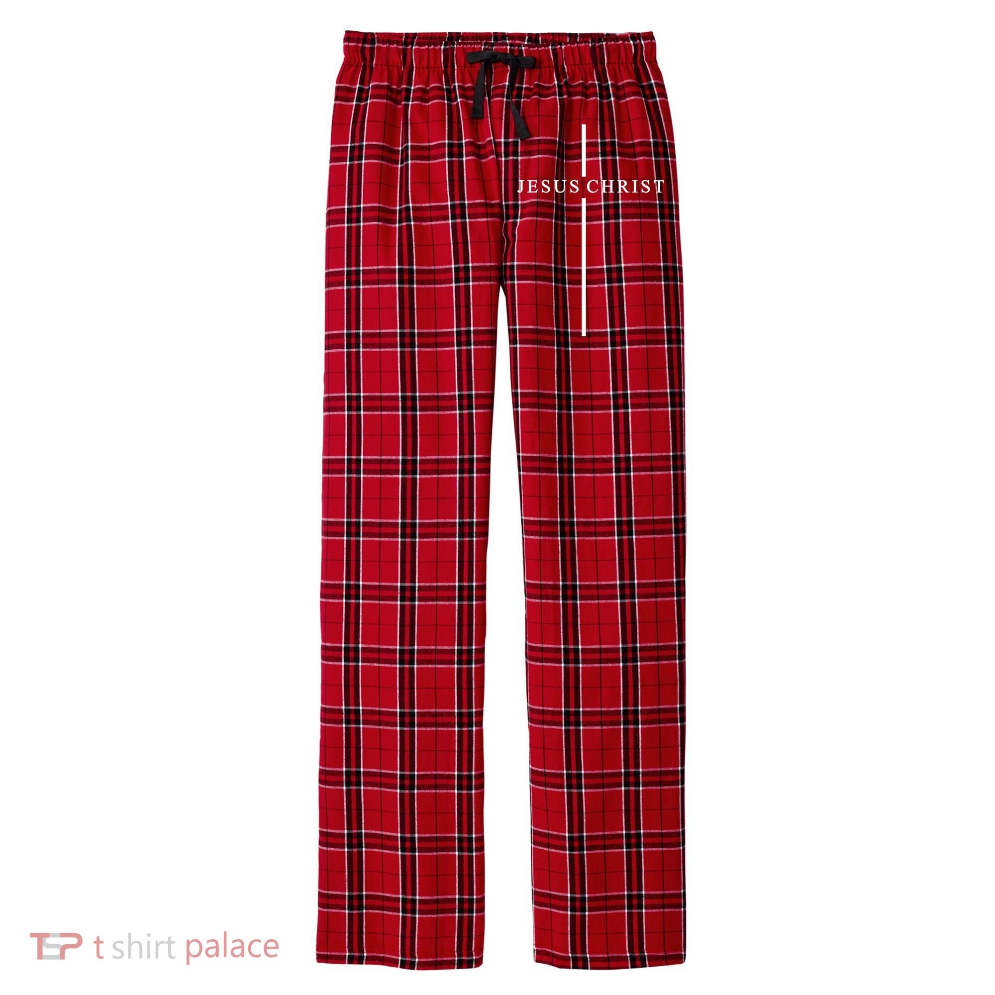 Jesus Christ Cross Christian Men's Flannel Plaid Pajama Pants