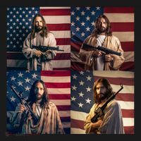 Jesus Christ Carrying Gun Defending America Backpack thumb 2