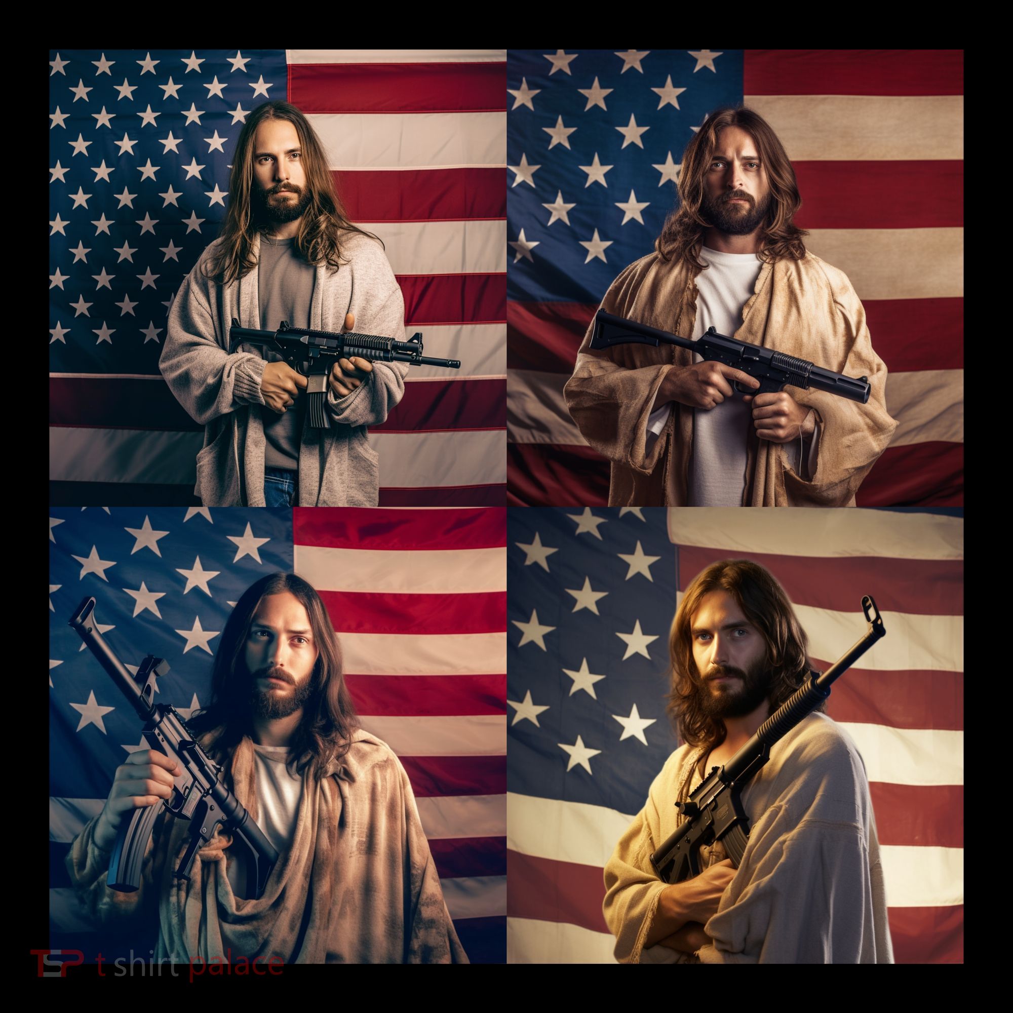 Jesus Christ Carrying Gun Defending America Coffee Mug