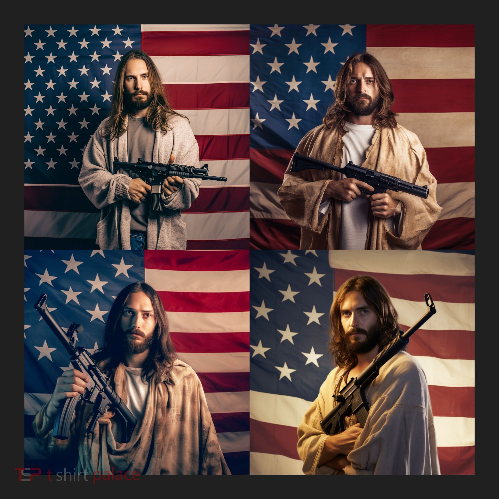 Jesus Christ Carrying Gun Defending America Tumbler