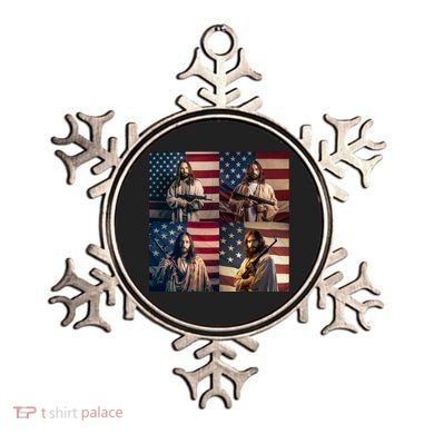 Jesus Christ Carrying Gun Defending America Ornament