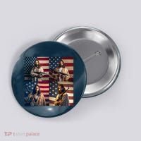 Jesus Christ Carrying Gun Defending America Button thumb 0