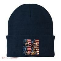 Jesus Christ Carrying Gun Defending America Beanie thumb 0