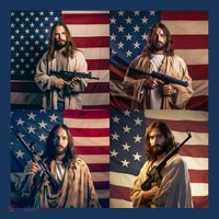 Jesus Christ Carrying Gun Defending America Women's Hoodie thumb 2