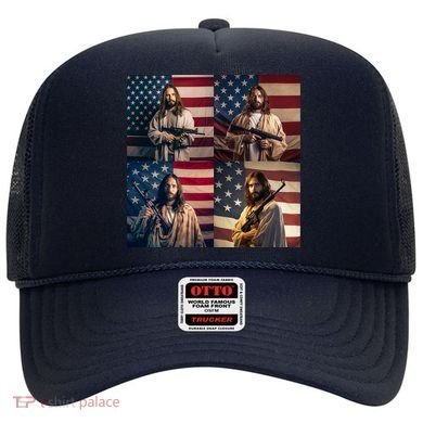 Jesus Christ Carrying Gun Defending America Hat