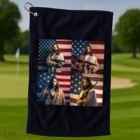 Jesus Christ Carrying Gun Defending America Golf Towel thumb 1