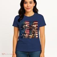 Jesus Christ Carrying Gun Defending America Women's T-Shirt thumb 4