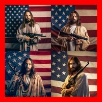 Jesus Christ Carrying Gun Defending America Santa Hat thumb 1